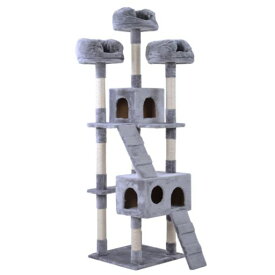 BTM キャットタワー キャットツリー スリムタワー 豪華なハウス付き 猫タワー 爪研ぎ 隠れ家 バスケット 多頭飼い アスレチック 麻紐 おしゃれ 可愛い 運動不足解消 ストレス解消 組み立…