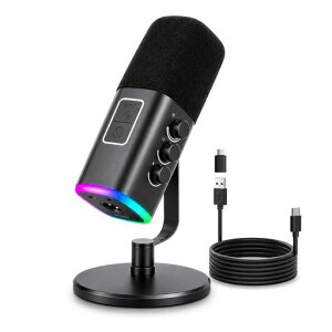 VCOM �_�C�i�~�b�N�}�C�N �z�M �^�� USB/XLR�ڑ��Ή� �Q�[�~���O�}�C�N �P��w���� PC�p PS4/PS5�Ή� 192kHz/24bit RGB���C�g �[���x�����j�^�����O �Q�[������ �|�b�h�L���X�g �X�^�W�I�^�� �\���}�c