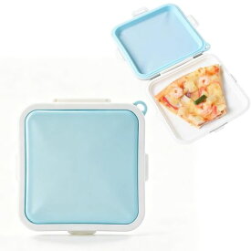 CHANJIF サンドイッチケース 15.5*15.5cm 三明治容器 薄型弁当箱 食品保存容器 再利用可能 バックル付き漏れ防止サンドイッチ 冷蔵保存可能 電子レンジ対応 大人、子供、女の子、男の子用 青