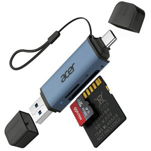 Acer SD�J�[�h���[�_�[�y2-in-1�z�}�C�N��SD�J�[�h���[�_�[ Type-C & USB 3.0 �������]�� OTG�Ή� Android �^�u���b�g/�X�}�z/iPhone 17�E16�E15�V���[�Y/ Windows