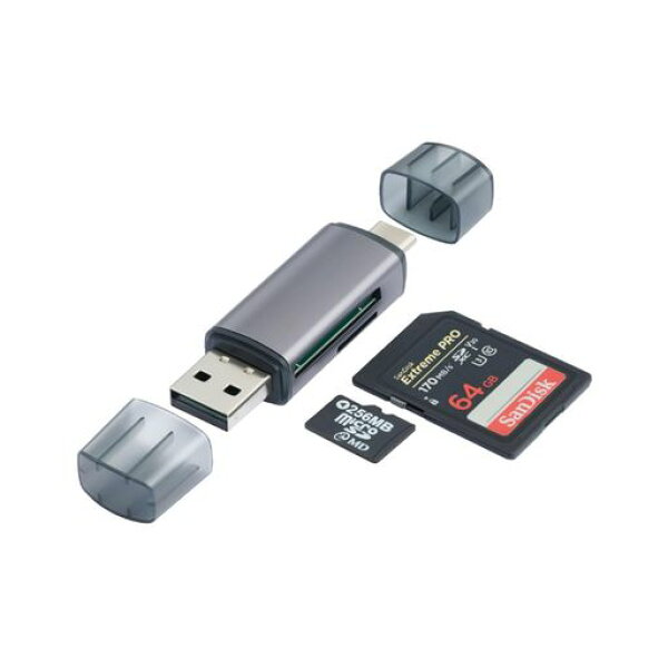 SDカードリーダー コンパクトフラッシュ リーダー SD/TF カードメモリカードアダプターデュアルスロットUSB-C/Aマルチカードリーダー 2-in-1 OTG対応 スマホ タブレット MacBook Windows PCに適用