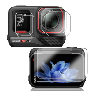 �y2+2+2���Z�b�g�z �Ή� Insta360 Ace Pro 2 �K���X�t�B���� + �J�����ی�t�B���� �y���{���f�ވ��Ɏq���z �p �C���X�^360 ace pro2 �t�B���� �����K���X�ی�t�B���� �d�x9H �ϏՌ� ��U�h�~ �w��c
