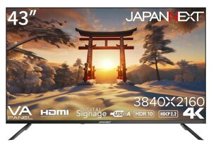 JAPANNEXT 43�C���` ��^ ���j�^�[ 4K UHD 3840x2160�𑜓x VA �f�B�X�v���C �f�W�^�� �T�C�l�[�W (HDMI/�X�s�[�J�[����/VESA�Ή�) JN-V43UHDR-U