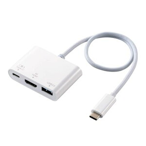 �G���R�� Type-C�h�b�L���O�X�e�[�V���� PD�Ή� �[�d&�f�[�^�]�� Type-Cx1 USB3.1(Gen1)x1 HDMIx1 �P�[�u����30cm �z���C�g DST-C13WH