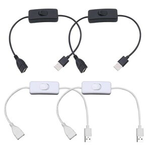 YANYULI USB �����P�[�u�� USB�d���P�[�u�� 4�Z�b�g 30cm ON/OFF �X�C�b�`�t�� LED�Ɩ��⏬�^�t�@���Ȃǂ̏��d�͋@��p
