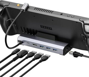 JSAUX 6-in-1�h�b�L���O�X�e�[�V���� Steam Deck/OLED/ROG Ally X/Legion Go (S) / MSI Claw �Ή��A4K@120Hz HDMI 2.1�E�M�K�r�b�g�C�[�T�l�b�g�EUSB A 3.0x3�E100W