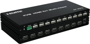 KVM HDMI 8x1 �}���`�r���[�� 4K@30Hz|USB �L�[�{�[�h�R���g���[���t8�|�[�gHDMI�X�C�b�`|PC/PS5/Xbox�p8��ʃX�v���b�^|IR & RS232�Ή�|340MHz�ш敝|��c��/�X�^�W�I