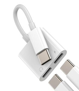 �Ή�iPhone 15 Pro Max Plus �Ή�iPad Type C ���� �w�b�h�t�H���A�_�v�^�[ DAC USB C �_�u���v���O �X�v���b�^�[ (2in1) �I�[�f�B�I �[�d�P�[�u�� �_�u���C���z���v���O AUX �[�d�P�[�u��