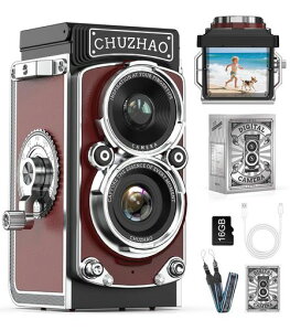 CHUZHAO �~�j���g���J����: 1080P�~�j���g���f�W�^���g�C�J����1.54�C���`��� �y�� �g�� �f�W�^�� TLR 12MP�I�[�g�t�H�[�J�X ��჌�t�J���� 16GB SD�J�[�h�t�� Type-C�[�d ���S�� �q�� �e�B�[���G�c