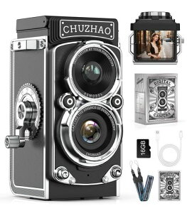 CHUZHAO �~�j���g���J����: 1080P�~�j���g���f�W�^���g�C�J����12MP�I�[�g�t�H�[�J�X ��჌�t�J����1.54�C���`��� �y�� �g�� �f�W�^�� TLR 16GB SD�J�[�h�t�� Type-C�[�d ���S�� �q�� �e�B�[���G�c