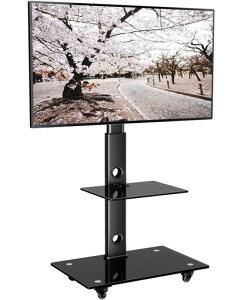 BONTEC �e���r�X�^���h �L���X�^�[�t�� �n�C�^�C�v �Ǌ� TV�� 30�`70�C���` �t���e���r�Ή� �ω׏d40kg ����6�i���� ���E37�x��] VESA600x400mm 2�i�����K���X�I�t�� �X�`�[���� �ϐk �ȃX�y�[�c