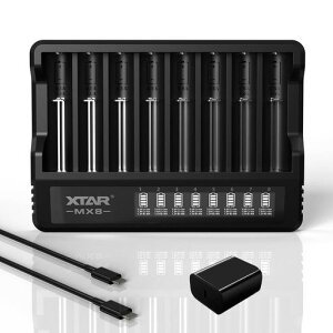 XTAR MX8�d�r�[�d�� �P�O�E�P�l 1.5V���`�E���ƃj�b�P�����f�d�r 3.6V/3.7V 10400 14500 16340 18500 18650 21700�ɑΉ� �y8�{���������[�d���\�z�y0V�������@�\�zPD20W�[�d��t��