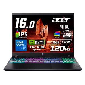 Acer Nitro V 16 Core 7 240H RTX 5050 16GB�������[ 512GB SSD 16�C���` WUXGA 16:10 IPS ����� sRGB 100% 120Hz �f���A���t�@�� �f���A���z�r�C 207����f Web�J����