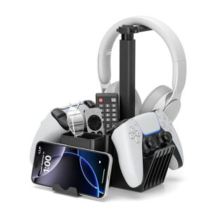 KDD 5-in-1 �R���g���[���[�X�^���h �w�b�h�z���X�^���h �Q�[���R���g���[���[ 2 �䓯�����[ PS5/PS4/Xbox �Ή� �w�b�h�t�H���|�� �X�}�[�g�t�H���z���_�[ �y�����ĕt�� �P�[�u���z���_�[�t ABS �c