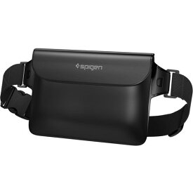 Spigen 完全防水 ウエストポーチ 1枚 小物 IPX8認証 海 プール 川 旅行 アウトドア スマホ収納可能 三重チャック ベルクロ PVC 大容量 防水バッグ A620 AMP04532 (ブラック)
