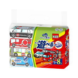 【送料込・まとめ買い×4個セット】ユニ・チャーム ムーニー やわらか素材 もって遊べるおしりふき トミカ 詰替 76枚入り×8コ