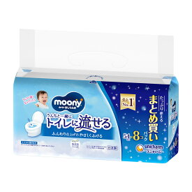 【送料込・まとめ買い×4個セット】ユニ・チャーム ムーニー おしりふき トイレに流せるタイプ 詰替 54枚×8コ