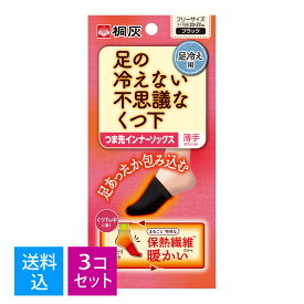 【送料込・まとめ買い×3個セット】小林製薬 桐灰 足の冷えない不思議な靴下 つま先インナーソックス 1足分 ブラック