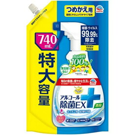 アース製薬 らくハピ アルコール除菌EX つめかえ 特大 740ml