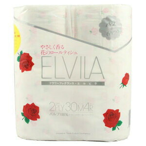 【送料込・まとめ買い4ロール×2個セット】四国特紙 エルビラ フレグランストイレットペーパー バラの香り 4ロール ダブル ( トイレットティシュー4RW ) ( 4901733310076 )