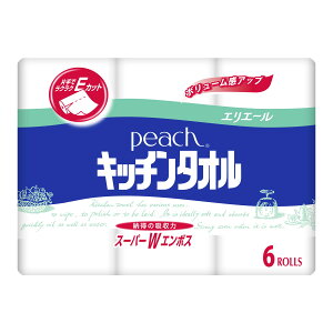 【今月のオススメ品】大王製紙 エリエール ピーチ キッチンタオル 6ロール ( 2枚重ね50カット ) ( 4904040016457 )
