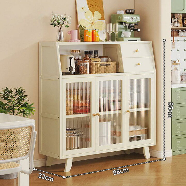楽天市場】キッチンボード 98cm 棚レンジボード 食器棚 家電収納 