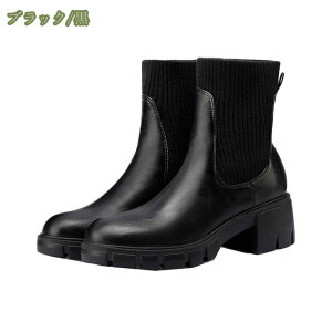 チェルシーブーツ レディース ショートブーツ カジュアル ニット ソックスブーツ 厚底 袴用 防水 着やすい ローヒール 太ヒール 歩きやすい 履きやすい アンクルブーツ アウトドアシューズ