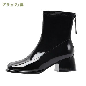 ブーツ ショート ショートブーツ レディース スクエアトゥ PU 5cmローヒール 太ヒール チャンキーヒール 痛くない 履きやすい 柔らかい 滑らない アンクル 美脚 ブーティ 走れる 大きいサイズ