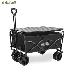 キャリーワゴン キャリーカート テーブル セット アウトドアワゴン 折りたたみ 4輪 頑丈 ロールテーブル付き 大容量 ワイドタイヤ 軽量 キャンプテーブル コンパクト アウトドアキャリー 取