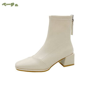 500円OFFクーポン レディース ソックスブーツ 太ヒール ショートブーツ ストレッチ シンプル 黒 大きいサイズ ファッション ストレッチブーツ スクエアトゥ おしゃれ ブーツ チャンキーヒー