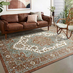 ペルシャ絨毯風 ラグ カーペット 2畳 洗える エスニック 花柄 長方形 オールシーズン 滑り止め付 床暖房対応 防ダニ 抗菌 防臭 ブルー オリエンタル モロッカン インテリア 雑貨 レトロ 敷物