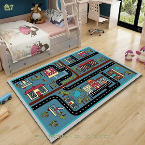 プレイマット 交通道路 子供 遊びマット ラグ キッズマット 子供部屋 キッズルーム 道路交通 柄 子ども ベビー おしゃれ 薄手 滑り止め 軽量 冷房対策 キッズカーペット 数字柄 ゲーム 遊べ