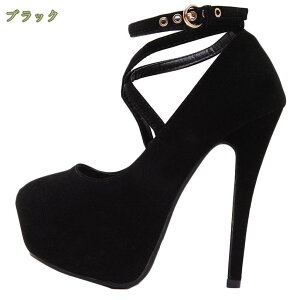 大きいサイズ パンプス レディース 14センチヒール 痛くない ストラップ クロスベルト パンプス ピンヒール ハイヒール 結婚式 靴 厚底 キャバ パンプス パーティー 脱げない 歩きやすい 疲