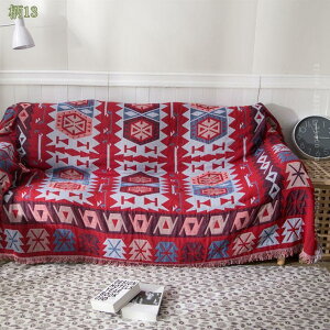 マルチカバー 両面使用 コットンブレンド 多機能 おしゃれ 綿 北欧 四季通用 レッド+ブルー オルテガピンク グランピング ハワイアン アジアン エスニック マルチカバー ソファーカバー モ