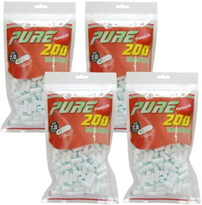 4個セット PURE ピュア 手巻きタバコ レギュラー メンソール フィルター 手巻きたばこ 手巻きタバコ用 200個入 直径7.8mm 長さ18mm