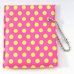 ワンハンドオープン型 プリント柄 携帯灰皿 ポケット灰皿 ドット柄 ピンク&イエロー