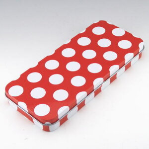 【缶ペンケース】ドット デザイン柄 ブリキ缶 カンペンケース