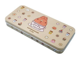 【缶ペンケース】カピバラさん　カフェ　デザイン柄　ブリキ缶　カンペンケース