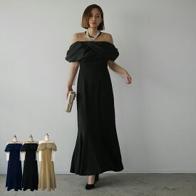 bell sleeve dress パーティー ドレス ワンピース オフショルダー 結婚式 フォーマル お呼ばれ 袖付き 謝恩会 成人式 同窓会