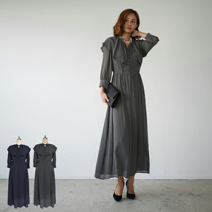 楽天市場】big collar chiffon dress パーティー ドレス ワンピース 