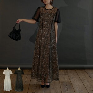 puff sleeve lace dress �p�[�e�B�[ �h���X �����s�[�X �t���A�V���G�b�g �����O�� ������ �Ӊ��� ���l�� ������
