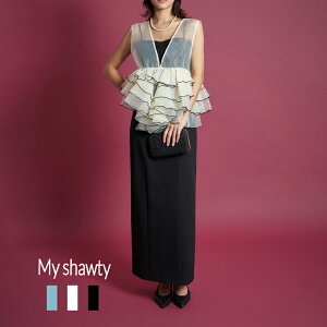 sheer volume top dress ドレス Sサイズ Mサイズ 3カラー 2way 結婚式 フリル パーティー
