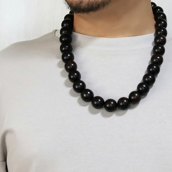 楽天市場】数珠 ネックレス 木製 木 黒檀 エボニー 20mm 大玉 大きい 