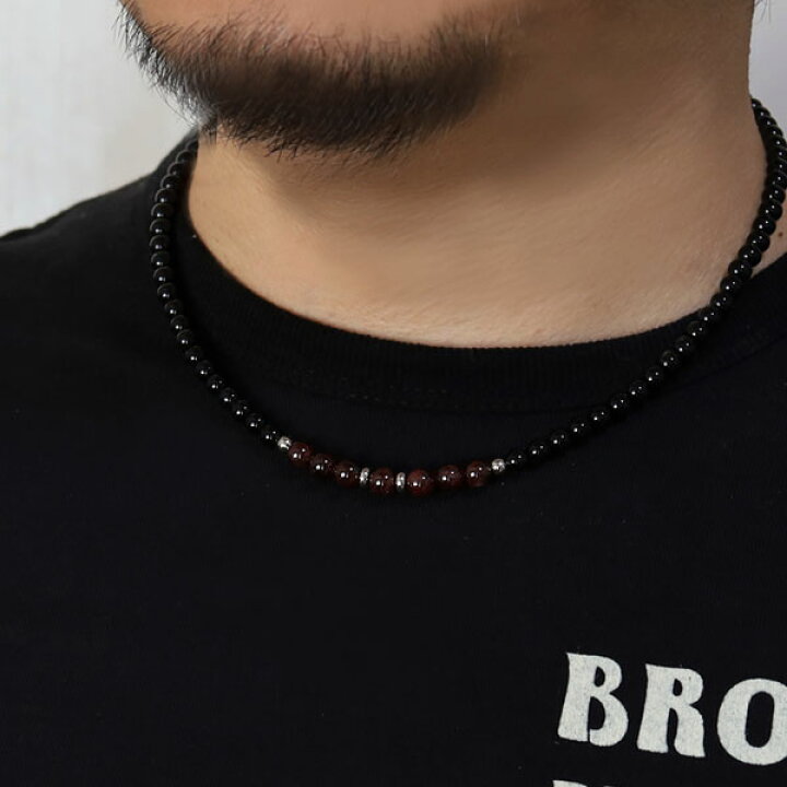楽天市場】オニキス ネックレス パワーストーン オニキス ガーネット 
