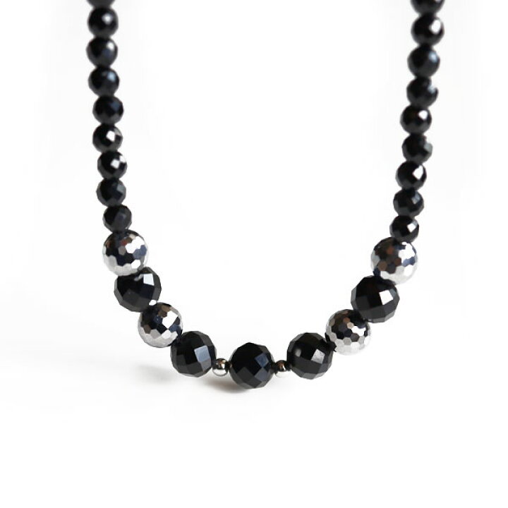 楽天市場 ネックレス メンズ 天然石 テラヘルツ オニキス 64面カット ブラック 黒 シンプル パワーストーン かっこいい 人気 テラヘルツ鉱石 Mysta