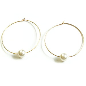 14KGF パール フープピアス( ピアス フープ スワロフスキーパール レディース アクセサリー ジュエリー  )