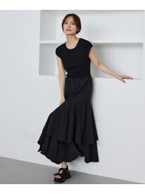 【SALE／30%OFF】ニットドッキングフレンチスリーブワンピース mysty woman ミスティウーマン ワンピース・ドレス ワンピース ベージュ ブラック【RBA_E】【送料無料】[Rakuten Fashion]