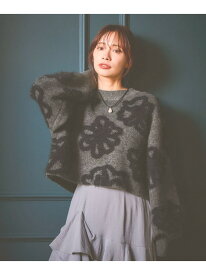 フェザーフラワージャガードニットプルオーバー mysty woman ミスティウーマン トップス ニット ホワイト グレー グリーン ブルー【送料無料】[Rakuten Fashion]