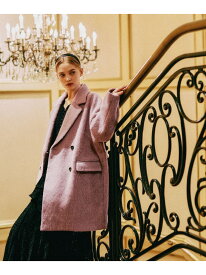 アルパカ混シャギーコート mysty woman ミスティウーマン ジャケット・アウター チェスターコート ホワイト ネイビー パープル【送料無料】[Rakuten Fashion]