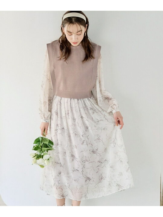 楽天市場】【SALE／10%OFF】ニットベスト2P柄ワンピースロングスリーブ 